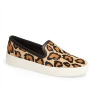 Sam Edelman Becker Cow Hair Leopard Print Slip On Sneakers Size 8